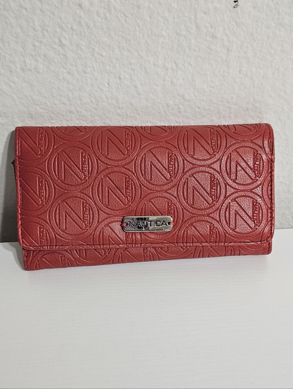 Nautica Red Embossed Logo Continental Wallet